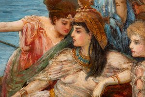 رحلة أنطوني وكليوباترا من معركة أكتيوم حوالي 1897 (زيت على قماش) بواسطة أغنيس برينجل