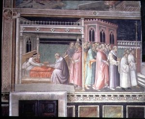 معجزة الحزام المقدس ، تفاصيل من دورة حياة العذراء وأسطورة الحزام المقدس ، من Capella della Sacra Cintola بواسطة أنولو جادي