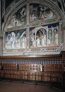 منظر للكنيسة Castellani (أو القربان المقدس) من اللوحات الجدارية التي رسمها Agnolo Gaddi (1350-1396) ، حلقات من حياة القديس أنطونيوس الكبير بواسطة أنولو جادي