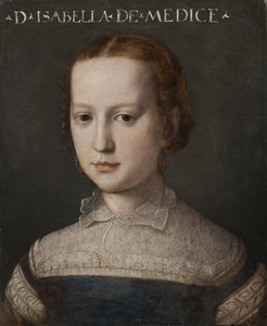 إيزابيل رومولا دي ميديسيس - صورة إيزابيلا دي ميديشي (1542-1576) ، بقلم برونزينو ، أغنولو (1503-1572). زيت على خشب. الأبعاد: ٤٤ × ٣٦ سم. المتحف الوطني ستوكهولم بواسطة أغنولو برونزينو