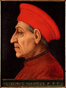 صورة لكوزيمو (كوزيمو دي ميديشي) ، المعروفة باسم كوزيمو ميديشي القديم (1389-1464) لوحة ألوري أنجيلو دي كوزيمو ديت برونزينو (1503-1572) قصر ميديسي ريكاردي (ميديتشي ريكاردي) فلورنسا بواسطة أغنولو برونزينو
