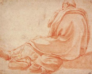 رجل متكئ يرتدي عباءة من الخلف بواسطة Agnostino Ciampelli