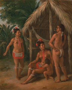عائلة جزر ليوارد كاريب خارج كوخ ، كاليفورنيا. 1780. بواسطة أغوستينو برونياس
