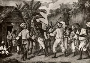 Cudgeling Match between English and French Negroes on Island of Dominica, Santo Domingo بواسطة أغوستينو برونياس