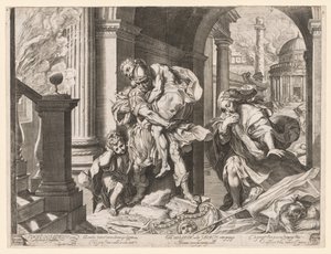 اينياس وعائلته الفارين من تروي ، 1595.