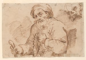 رسم نصف طول لحاج مسن بواسطة Agostino Carracci