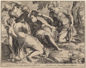 عطارد والنعم الثلاث بواسطة Agostino Carracci after Jacopo Tintoretto
