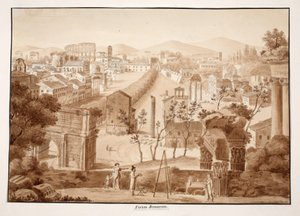 Forum Romanum ، 1833 (النقش بغسل بني) بواسطة اجوستينو توفانيلي