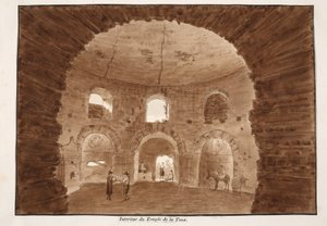 الجزء الداخلي من معبد السعال ، 1833 (النقش بغسل بني)