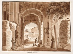 مصلى الناسك في الكولوسيوم ، 1833 (النقش بغسل بني) بواسطة اجوستينو توفانيلي