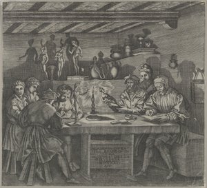 Baccio Bandinelli في الاستوديو الخاص به يحمل تمثالًا صغيرًا لكوكب الزهرة ، والطلاب يرسمون من مو ... ، 1531. بواسطة أغوستينو فينيزيانو