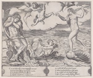 إيروس في البحر ، كاليفورنيا. 1514-36. بواسطة أغوستينو فينيزيانو