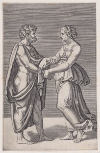 رجل وامرأة يمسكان أيديهما ، 1516-17.