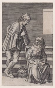 فلاح وامرأة مع بيض ، كاليفورنيا. 1514-36. بواسطة أغوستينو فينيزيانو