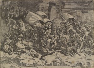 المعركة بين Scipio Africanus والقرطاجيين ("La bataille au coutelas") بواسطة أغوستينو فينيزيانو