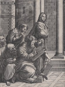 المجموعة من مدرسة رافائيل في أثينا ، بتاريخ 1523. بواسطة أغوستينو فينيزيانو