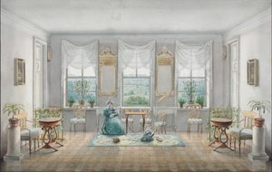 غرفة الرسم في منزل مانور غوركي ، ١٨٣١ بواسطة أجرافينا ديمترييفنا بلاجوفو