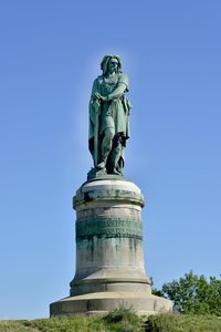 Colossal statue of Vercingetorix (72-46 BC), Gallic leader - Sculpture of Millet Aime (1819-1891) 6.60 m tall erige in 1865 on the western part of Mont Auxois (base 7 m high by Viollet Le Duc) Alise Sainte Reine 1865