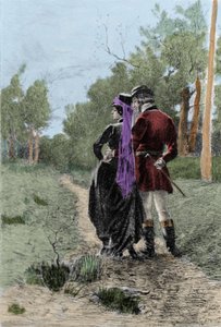 رسم توضيحي لرواية "مدام بوفاري" للكاتب جوستاف فلوبير (1821-1880). رسم لألبرت فوري (1854-1937).