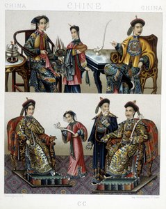 الأرستقراطية الصينية - في "" Le costume historyique "بقلم Racinet بواسطة ألبرت تشارلز أوغست راسينت