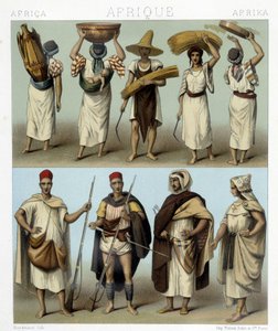 ازياء الجزائر وتونس. رسم توضيحي في "Le costume historyique" بقلم Racinet بواسطة ألبرت تشارلز أوغست راسينت
