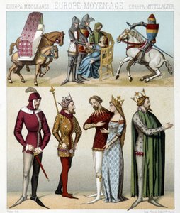 أزياء العصور الوسطى في فرنسا. رسم توضيحي في "Le costume historyique" بقلم Racinet