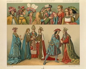 "Le Costume Historique" (تاريخ الأزياء الكامل) بواسطة Auguste Racinet ، المجلد الرابع بواسطة ألبرت تشارلز أوغست راسينت