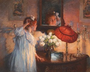 المرآة - ألبرت شوفالييه تايلر (1862-1925). زيت على قماش