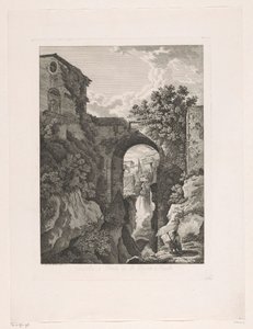 شلال بالقرب من جسر سان روكو في تيفولي Cascata، e Ponte di St. روكو تيفولي (العنوان على الكائن) كتيبات محفورة رائعة من إيطاليا (عنوان السلسلة) بواسطة وفاة ألبرت كريستوف