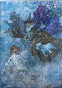 الجميع يصرخون ويصرخون في وجهه "انظر إلى الأمام ، فقط انظر إلى الأمام" ، من حانة The Water Babies. بقلم همفري ميلفورد مطبعة جامعة أكسفورد ، حوالي عام 1930 (لون ليثو) بواسطة ألبرت إدوارد جاكسون