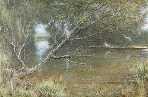 A Thames Backwater ، حوالي 1860 - 1932 (ألوان مائية ، لون جسم ، قلم وحبر على ورق) بواسطة ألبرت جودوين
