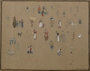 الذهاب إلى السوق (ألوان مائية وقلم رصاص مع ألوان الجسم على ورق ملون) بواسطة ألبرت جودوين