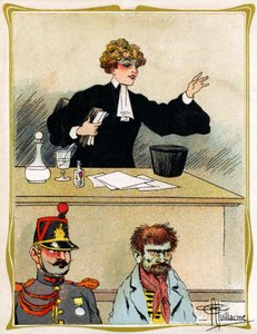 محامية ذات وجه جميل ، تتوسل وتدافع عن موكلها ، تبدو صبورة. اعلان ونقش 1902-1903 بواسطة ألبرت غيوم