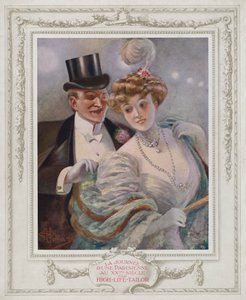 Belle Epoque Paris ، سيدة عصرية مع معجبها (لون ليثو) بواسطة ألبرت غيوم