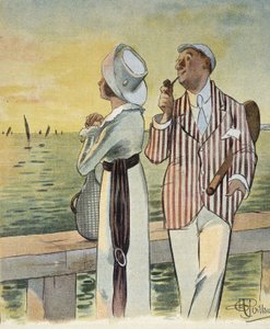 مغازلة عند الغسق - رسم لألبرت غيوم (1873-1942) في "Le Rire" ، أغسطس 1912 بواسطة ألبرت غيوم