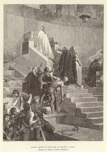 Sciarra Colonna et Guillaume de Nogaret a Anagni. Sciarra Colonna and Guillaume de Nogaret confronting Pope Boniface VIII at Anagni, Italy بواسطة ألبرت بيير رينيه مينيان