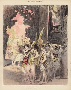 الكواليس أثناء إنتاج Ballet des Insectes في مسرح du Chatelet ، باريس (لون ليثو) بواسطة ألبرت روبيدا