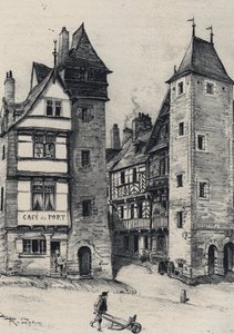 Entee de Treguier عاصمة كانتون مقاطعة Côtes-d'Armor ، في منطقة Brittany - La vieille France - La Bretagne - نصوص ورسومات وطباعة حجرية ، بقلم ألبرت روبيدا (1848-1926) نهاية القرن التاسع عشر بواسطة ألبرت روبيدا