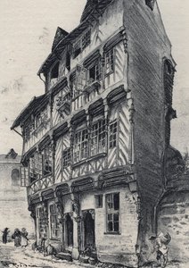 House rue Saint Guillaume in Rennes - فرنسا القديمة - بريتاني - نصوص ورسومات وطباعة حجرية ، بقلم ألبرت روبيدا (1848-1926) غير مؤرخ نهاية القرن التاسع عشر بواسطة ألبرت روبيدا