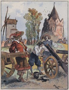 رسم توضيحي لـ Le Capitaine Bellormeau بواسطة ورسم A Robida (لون ليثو) بواسطة ألبرت روبيدا