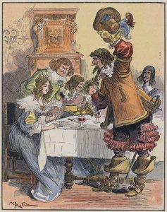 رسم توضيحي لـ Le Capitaine Bellormeau بواسطة ورسم A Robida (لون ليثو) بواسطة ألبرت روبيدا
