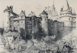 La Chateau fort de Vitre في Ille-et-Vilaine - La Vieille France - La Bretagne - النص والرسومات والطباعة الحجرية ، بواسطة ألبرت روبيدا (1848-1926) غير مؤرخ نهاية القرن التاسع عشر بواسطة ألبرت روبيدا