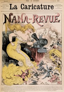 نانا ريفيو: كارتون عن زولا وعملها "نانا" لروبيدا - في "La Caricature" "" من 03/01/1880 بواسطة ألبرت روبيدا