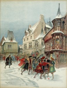 معركة كرة الثلج في رومورانتين (فرنسا). جرح الملك فرانسوا الأول (1494-1547) الاعتداء على مقر إقامة سانت بول في 6 يناير بواسطة ألبرت روبيدا