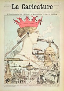 التحسين إلى باريس بالمترو ، من "لا كاريكاتور" ، 19 يونيو 1886 (لون ليثو) بواسطة ألبرت روبيدا