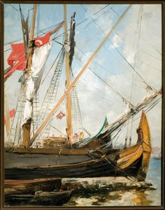 المراكب الشراعية على مضيق البوسفور في تركيا رسم لألبرتو باسيني (1826-1899) جينات القرن التاسع عشر ، جاليريا دي آرت موديرنا