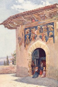 كنيسة الحجاج، أسيزي (طباعة حجرية ملونة) بواسطة ألبرتو بيزا