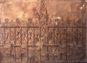 تصميم أكشاك الجوقة (قلم وحبر على ورق) بواسطة ألبرتو دي أو جواكين دي (1674 1724) تشوريجويرا