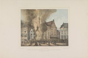 منظر عند اندلاع الحريق في ميدلبورغ. يوم الأحد 28 يونيو 1857 (العنوان على الكائن) بواسطة إم جي لا براند