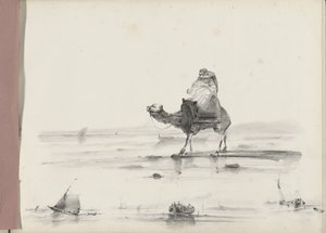 رجل يركب جملا على طول الساحل بواسطة ألبرتوس فان بيست